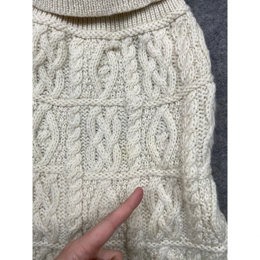 Aran Crafts Ireland Dog Sweater Coat 100% Merino Wool Cable Knit Natural Ivory L